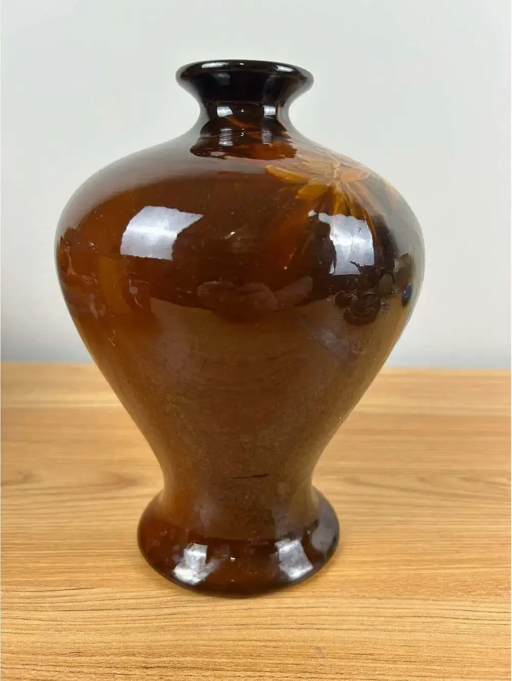 JB Owens Utopian 1900s Art Pottery Bulbous Form Floral Painted 8.5